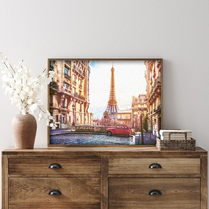 Πίνακας σε καμβά με κορνίζα – Θέα στο Παρίσι