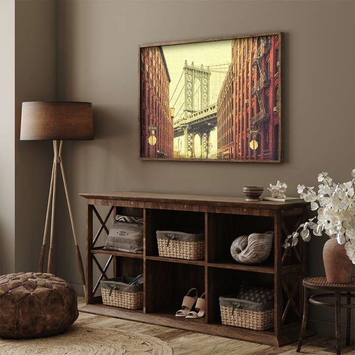 Πίνακας σε καμβά με κορνίζα – Γέφυρα του Μανχάταν