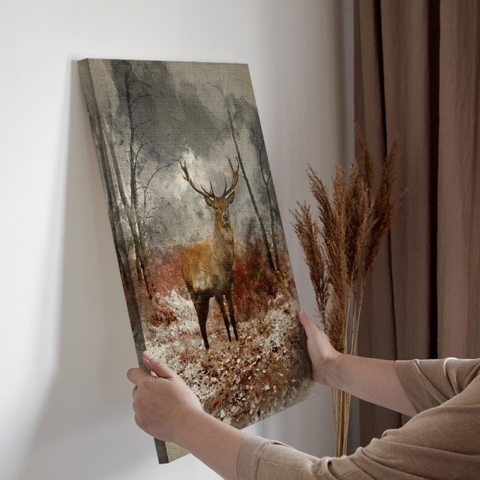 Πίνακας σε καμβά διακόσμηση τοίχου – Ελάφι στην ομίχλη
