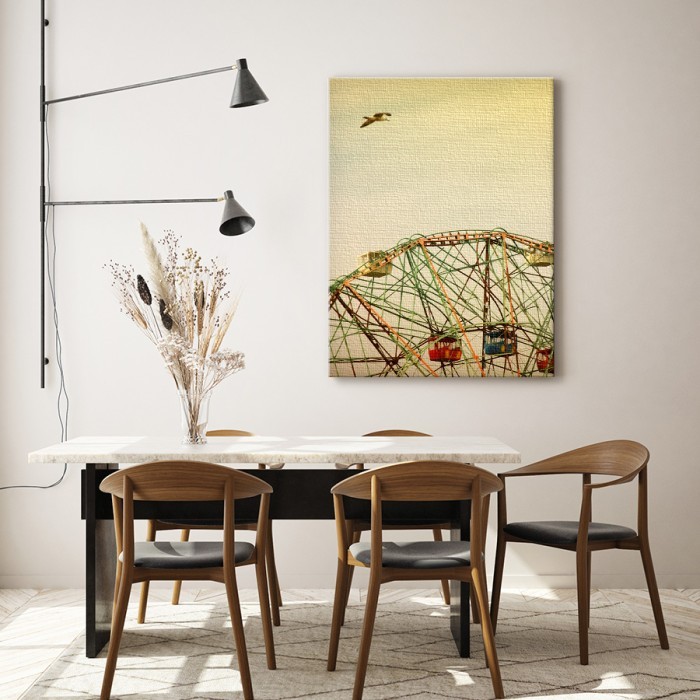 Πίνακας σε καμβά για το σαλόνι – Ξύλινη ρόδα