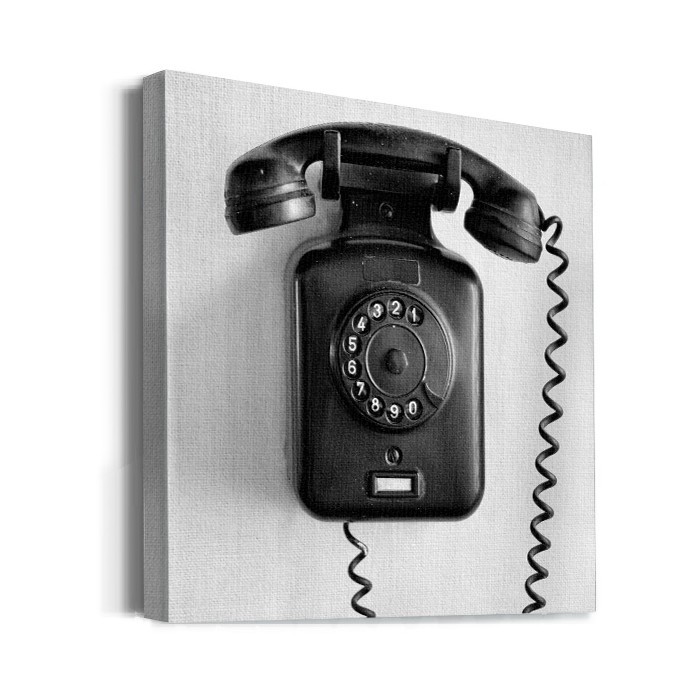 Πίνακας σε καμβά με τελάρο – Μαύρο vintage τηλέφωνο
