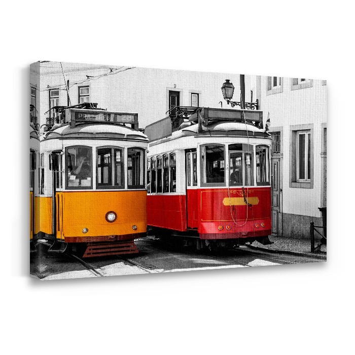 Πίνακας σε καμβά με τελάρο – Χρωματιστά vintage τραμ