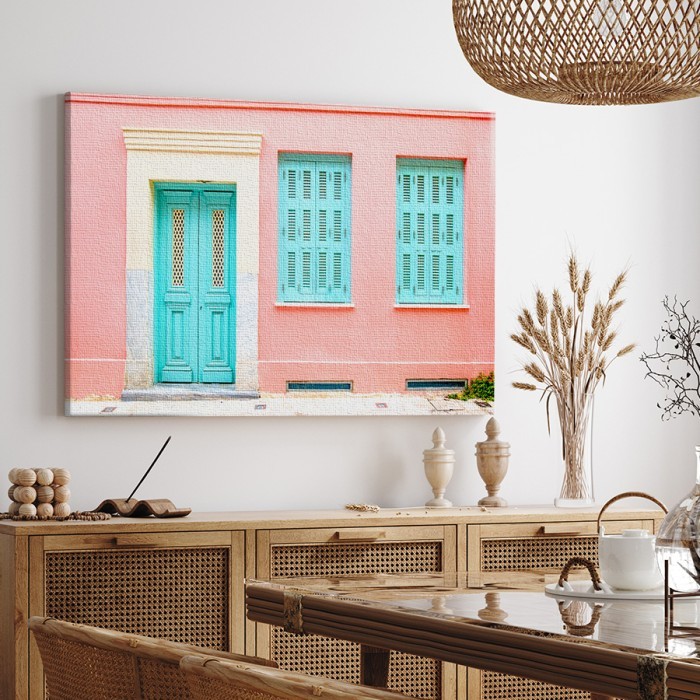 Πίνακας σε καμβά για το σαλόνι – Χρωματιστά παράθυρα σε τοίχο