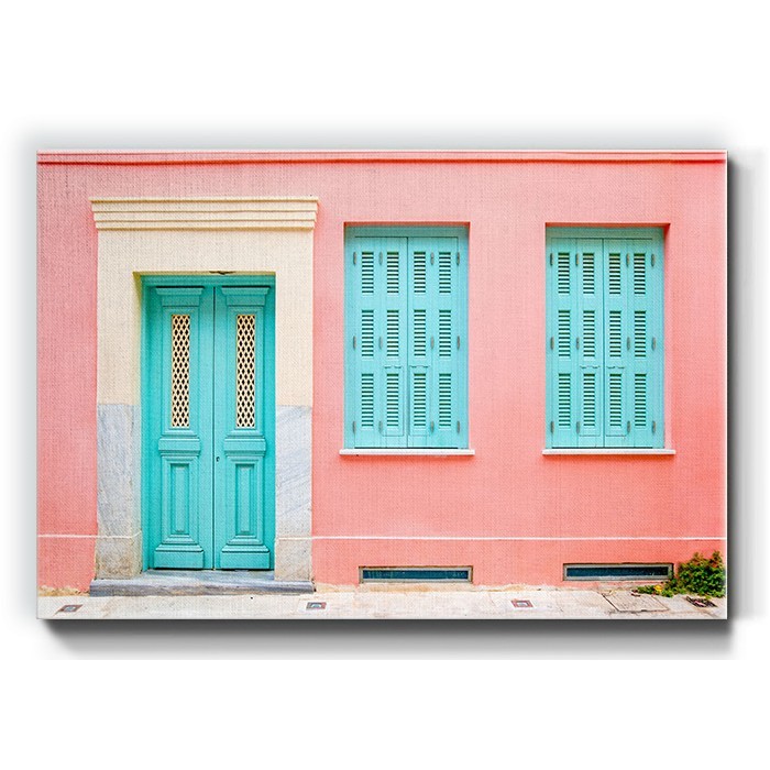 Πίνακας σε καμβά – Χρωματιστά παράθυρα σε τοίχο
