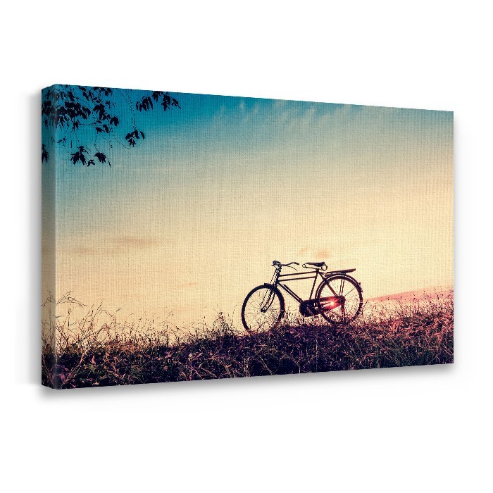 Πίνακας σε καμβά με τελάρο – Ποδήλατο στο ηλιοβασίλεμα