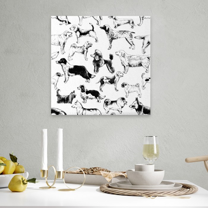Πίνακας σε καμβά για το σαλόνι – Ασπρόμαυροι σκύλοι