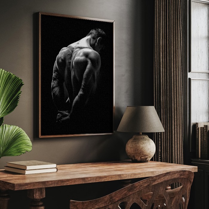 Πίνακας σε καμβά με κορνίζα – Γυμνασμένος άντρας