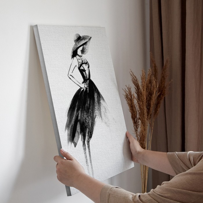 Πίνακας σε καμβά διακόσμηση τοίχου – Ασπρόμαυρη ζωγραφιά γυναίκας