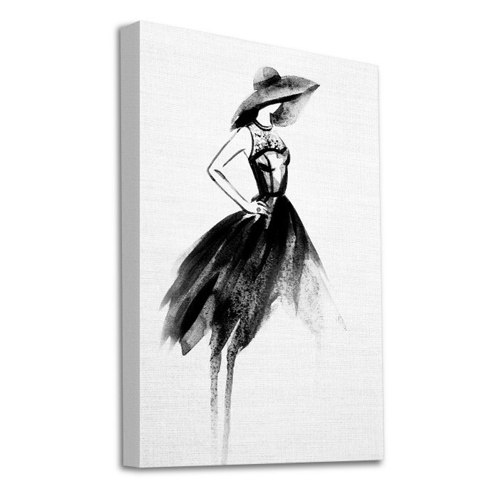 Πίνακας σε καμβά με τελάρο – Ασπρόμαυρη ζωγραφιά γυναίκας