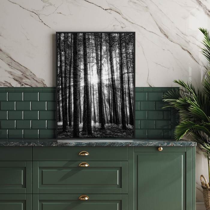 Πίνακας σε καμβά με κορνίζα – Δάσος με ψηλά δέντρα