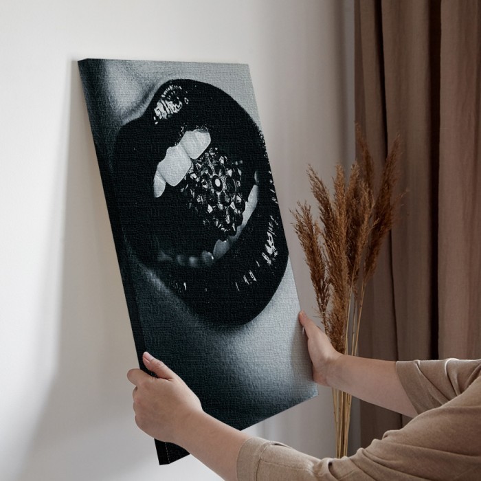 Πίνακας σε καμβά διακόσμηση τοίχου – Χείλη με γυαλιστερό κραγιόν