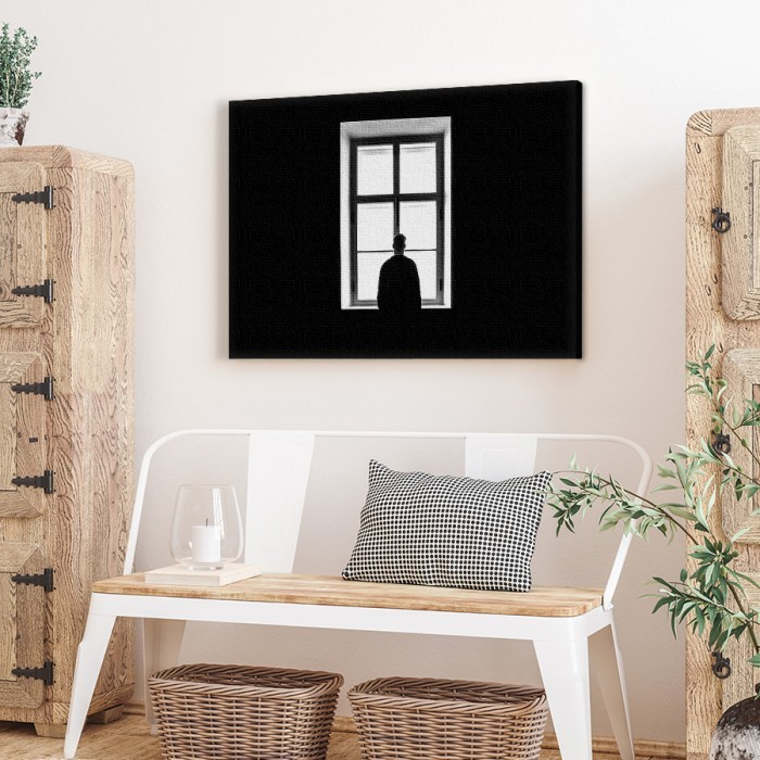 Πίνακας σε καμβά για το σαλόνι – Άντρας μπροστά στο παράθυρο
