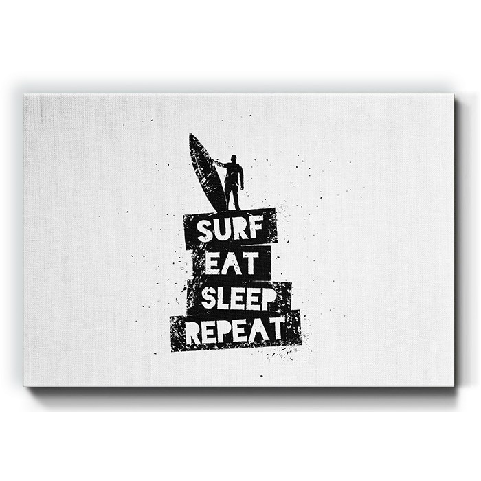 Πίνακας σε καμβά – Surf, Eat, Sleep, Repeat