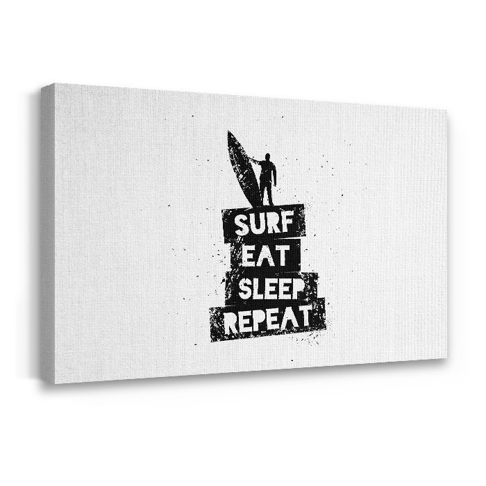 Πίνακας σε καμβά με τελάρο – Surf, Eat, Sleep, Repeat