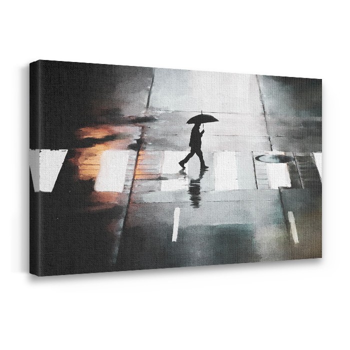 Πίνακας σε καμβά με τελάρο – Άντρας στη βροχή
