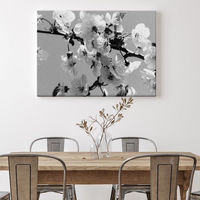 Πίνακας σε καμβά για το σαλόνι – Δέντρο με λευκά άνθη