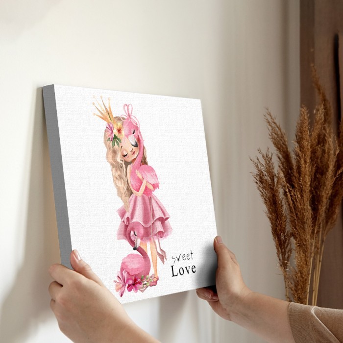 Πριγκίπισσα με ροζ φόρεμα σε Πίνακα σε καμβά για την διακόσμηση τοίχου