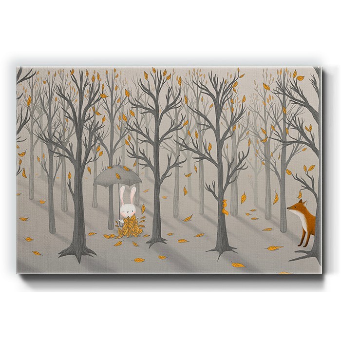 Μικρός λαγός στο δάσος  σε Πίνακα σε καμβά 