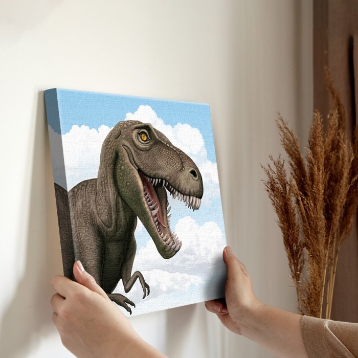 Κοντινό πλάνο τυραννόσαυρου σε Πίνακα σε καμβά για την διακόσμηση τοίχου