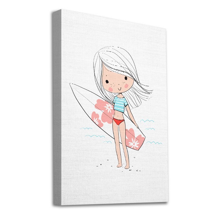 Surfer κοριτσάκι σε Πίνακα σε καμβά με τελάρο
