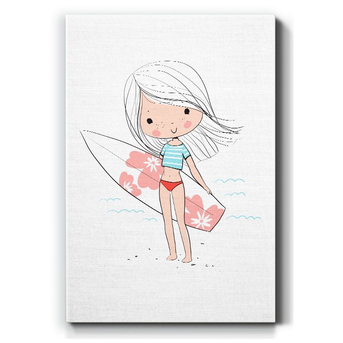 Surfer κοριτσάκι  σε Πίνακα σε καμβά 