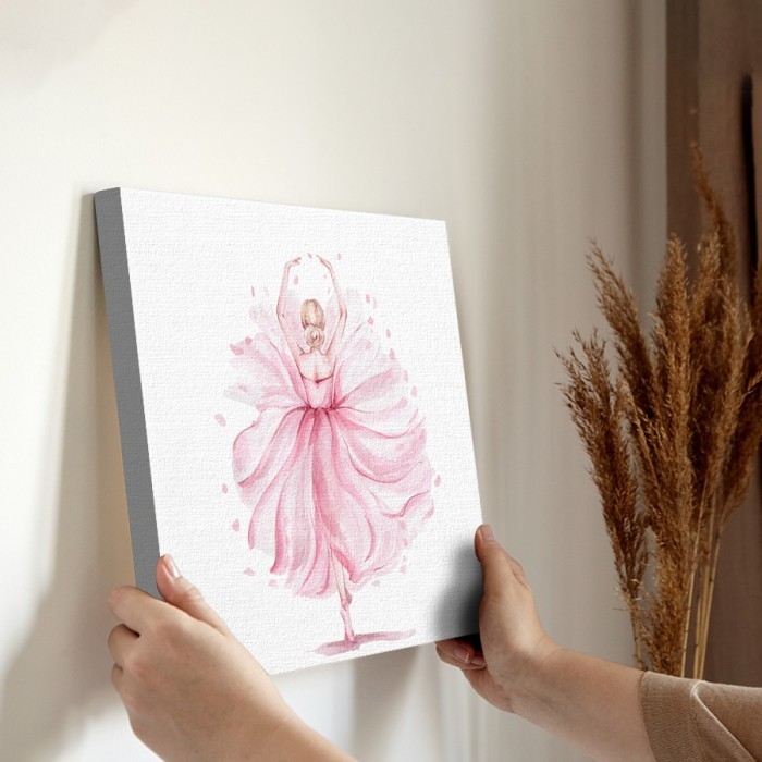 Μπαλαρίνα με ρόζ φόρεμα σε Πίνακα σε καμβά για την διακόσμηση τοίχου
