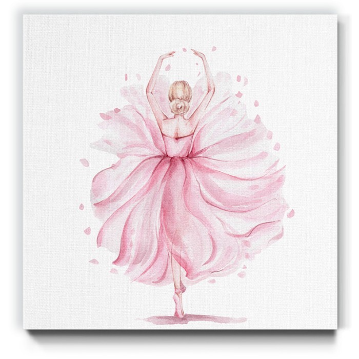 Μπαλαρίνα με ρόζ φόρεμα σε Πίνακα σε καμβά 