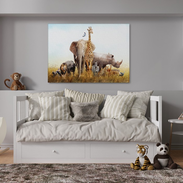 Ομάδα αφρικανικών ζώων σε Πίνακα σε καμβά για το σαλόνι