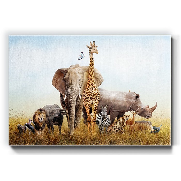 Ομάδα αφρικανικών ζώων σε Πίνακα σε καμβά 