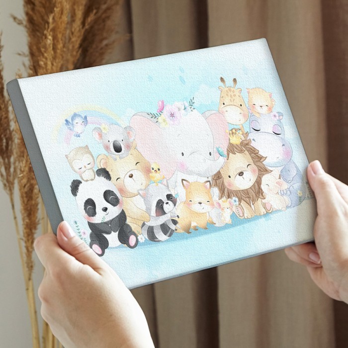 Χαριτωμένα ζώα σε Πίνακα σε καμβά για την διακόσμηση τοίχου