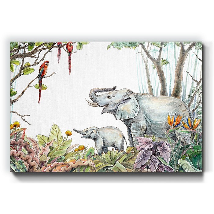 Πίνακας σε καμβά με Ελέφαντες στο δάσος