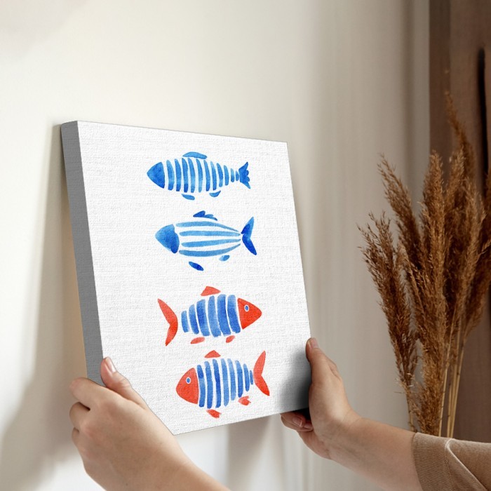 Χαριτωμένα ψάρια σε Πίνακα σε καμβά για την διακόσμηση τοίχου