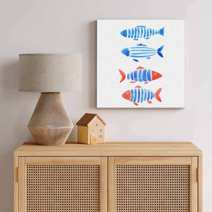 Χαριτωμένα ψάρια σε Πίνακα σε καμβά για το σαλόνι