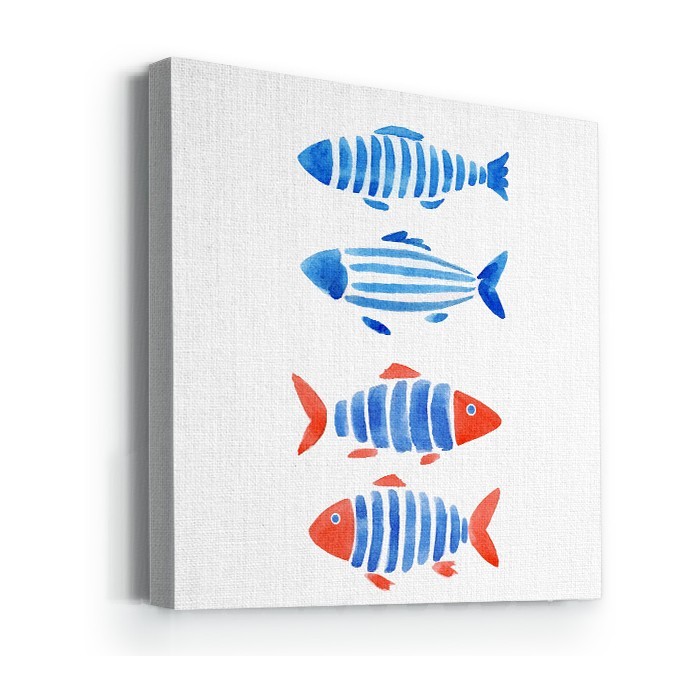 Χαριτωμένα ψάρια σε Πίνακα σε καμβά με τελάρο