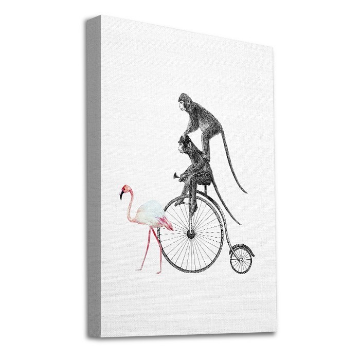 Μαιμουδάκια στο ποδήλατο σε Πίνακα σε καμβά με τελάρο