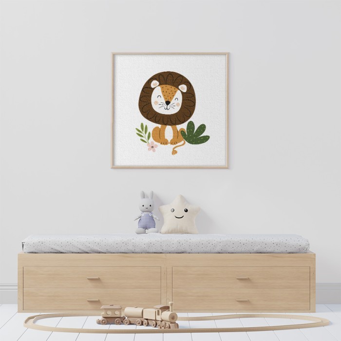 Πίνακας σε καμβά με κορνίζα με Χαριτωμένο λιοντάρι