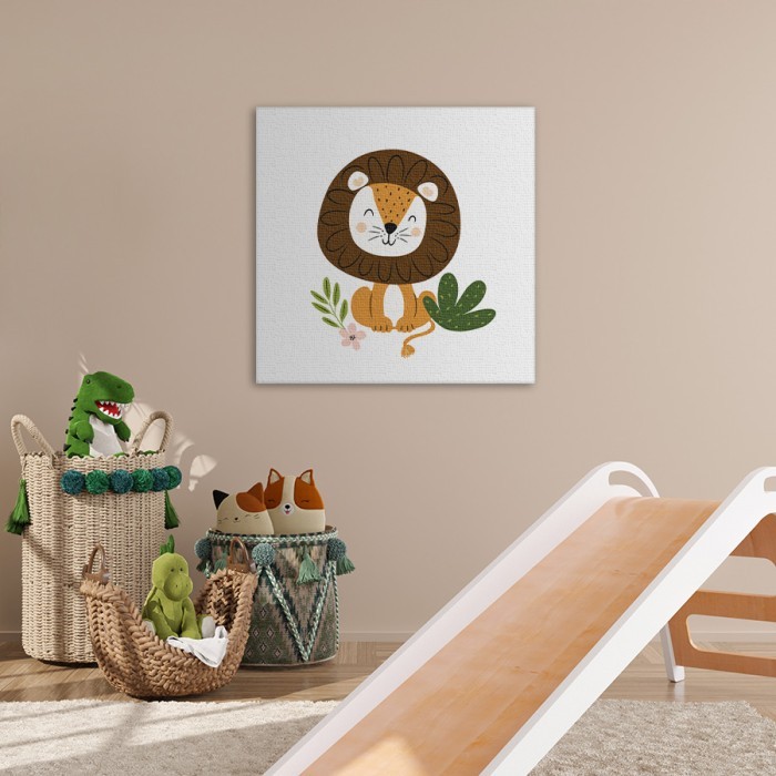 Πίνακας σε καμβά για το σαλόνι με Χαριτωμένο λιοντάρι