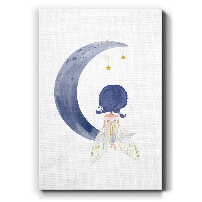 Πίνακας σε καμβά με Νεράιδα στο φεγγάρι