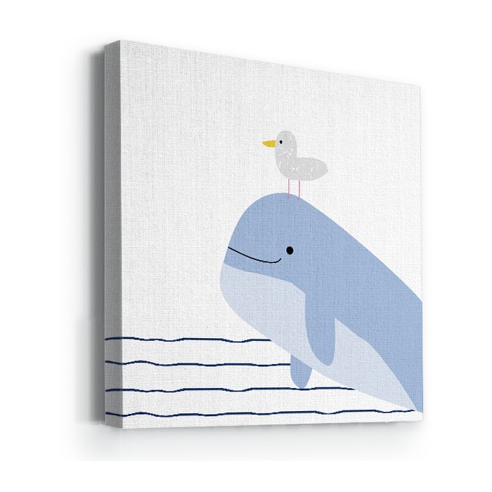 Φάλαινα και γλάρος σε Πίνακα σε καμβά με τελάρο