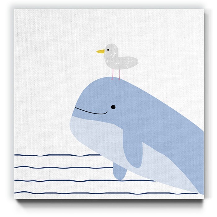 Φάλαινα και γλάρος σε Πίνακα σε καμβά 