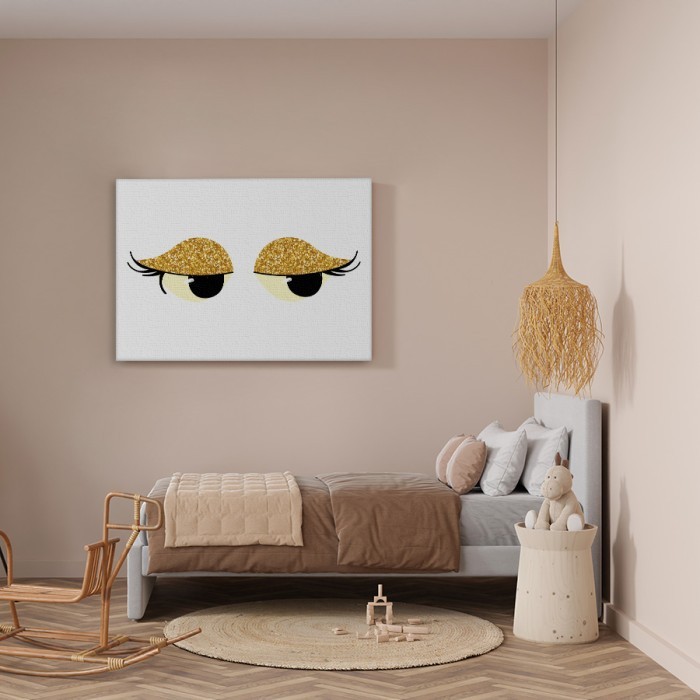 Μάτια με χρυσό γκλίτερ σε Πίνακα σε καμβά για το σαλόνι
