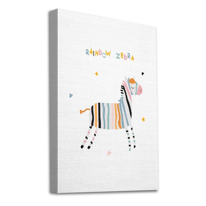 Πίνακας σε καμβά με τελάρο Rainbow zebra