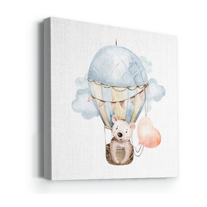 Πίνακας σε καμβά με τελάρο με Αρκουδάκι σε αερόστατο