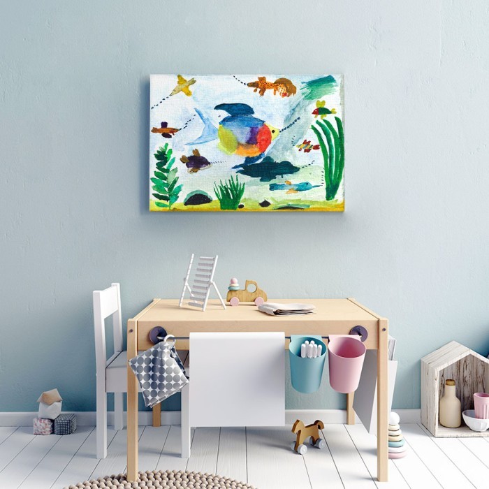 Πίνακας σε καμβά για το σαλόνι με Χρωματιστά ψάρια