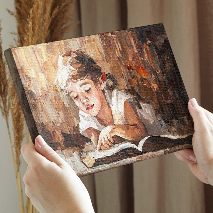 Παιδί με βιβλίο σε Πίνακα σε καμβά για την διακόσμηση τοίχου