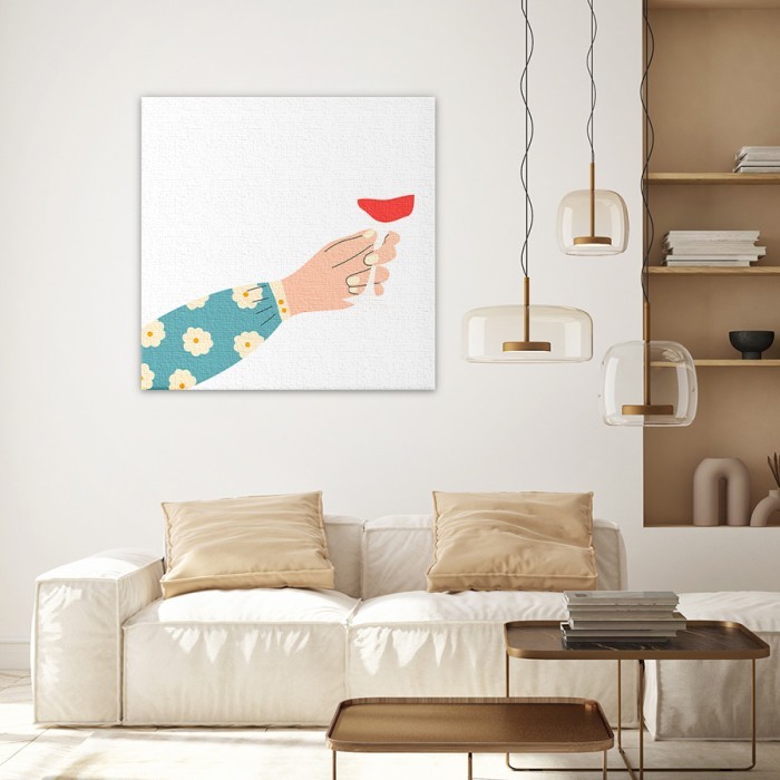 Πρόποση με κρασί σε Πίνακα σε καμβά για το σαλόνι