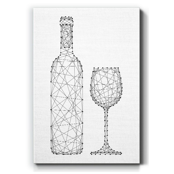 Μπουκάλι και ποτήρι κρασιού σε Πίνακα σε καμβά