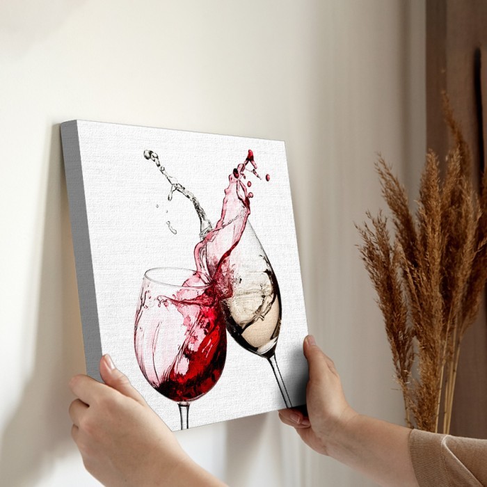 Κόκκινος και λευκός οίνος σε Πίνακα σε καμβά για την διακόσμηση τοίχου