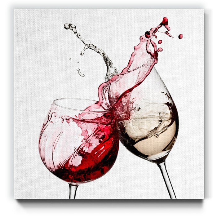 Κόκκινος και λευκός οίνος σε Πίνακα σε καμβά