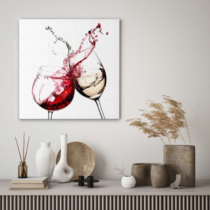 Κόκκινος και λευκός οίνος σε Πίνακα σε καμβά για το σαλόνι